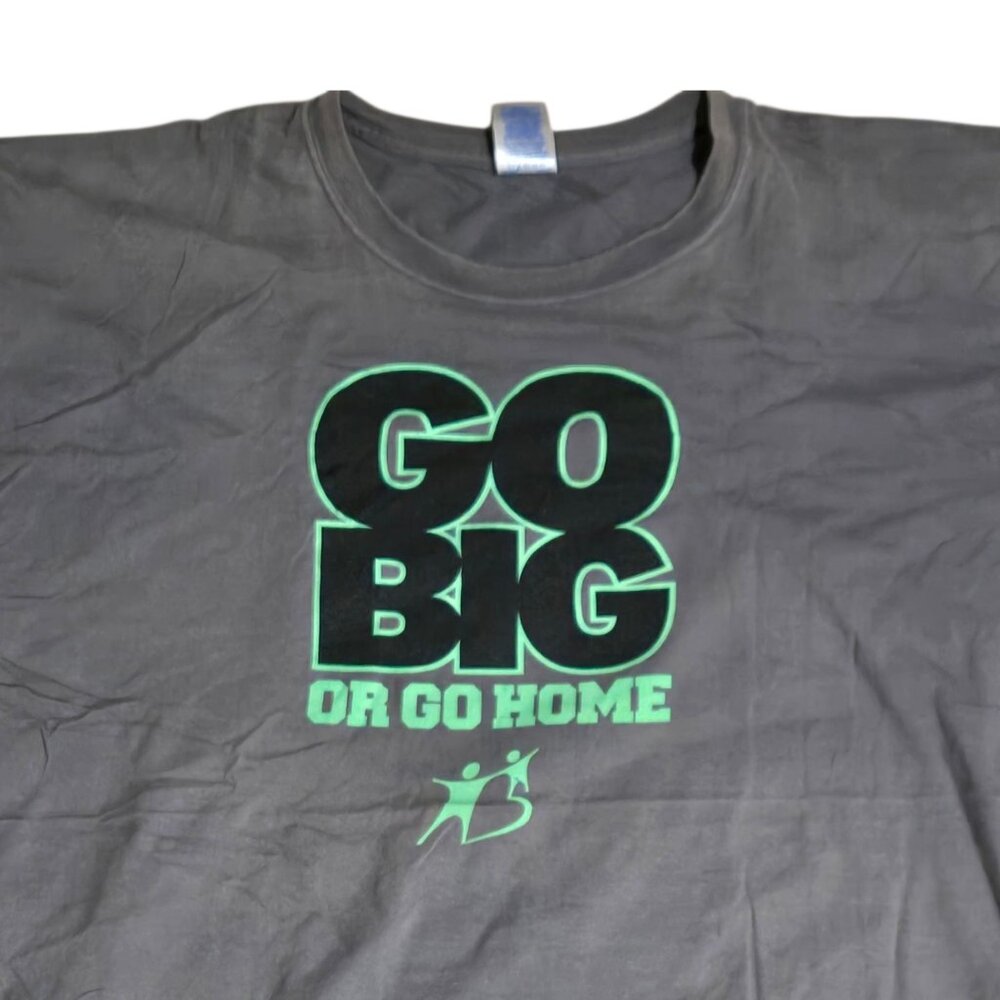 Big Brothers Sisters Graphic T Shirt Go Big Or Go Home 2XL Gray Green Used